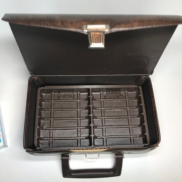 Vintage Beaux Merzon Brown Faux Leather Tape Carrying Case with 12 Cassettes - Picture 3 of 9